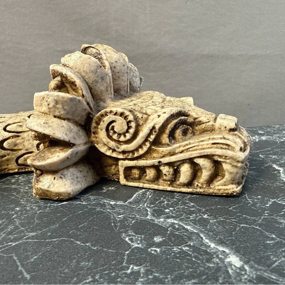 Vintage Aztec Serpent Statue Made Of Resin